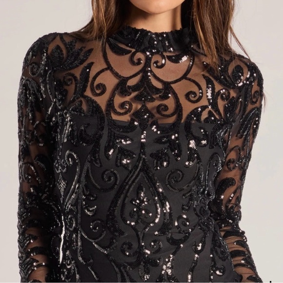 NWT windsor Kaelie Sequin Sheer Mesh Long Sleeve Mini Dress size S - Picture 4 of 15